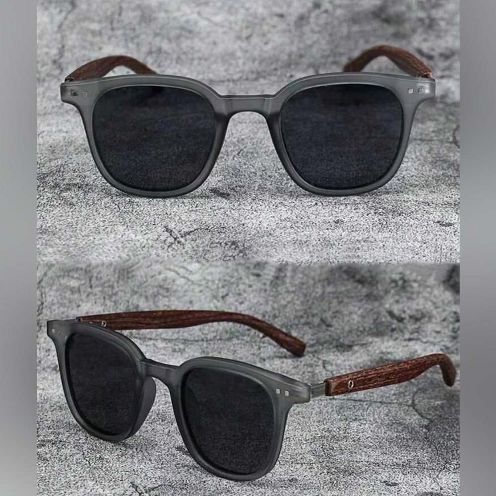 NEW Fashion Wood-grain Detail Sunglasses